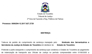 Sentença da 2ª Vara da Fazenda dá parecer favorável ao pedido dos Oficiais de Justiça quanto a Indenização de Transporte