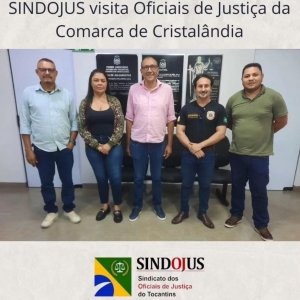 O presidente do SINDOJUS TOCANTINS, Hugo Corrêa, e a diretora financeira, Janete de Almeida, visitaram os Oficiais de Justiça das Comarcas de Cristalândia e Paraiso do Tocantins.