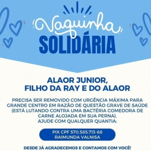 VAQUINHA SOLIDÁRIA O filho da Ray Valnisa, técnica judiciária da Comarca de Gurupi, está precisando do nosso apoio.