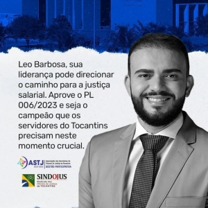 @leobarbosato ,sua liderança pode direcionar o caminho para a justiça salarial. Aprove o PL 006/2023 e seja o campeão que os servidores do Tocantins precisam neste momento crucial.